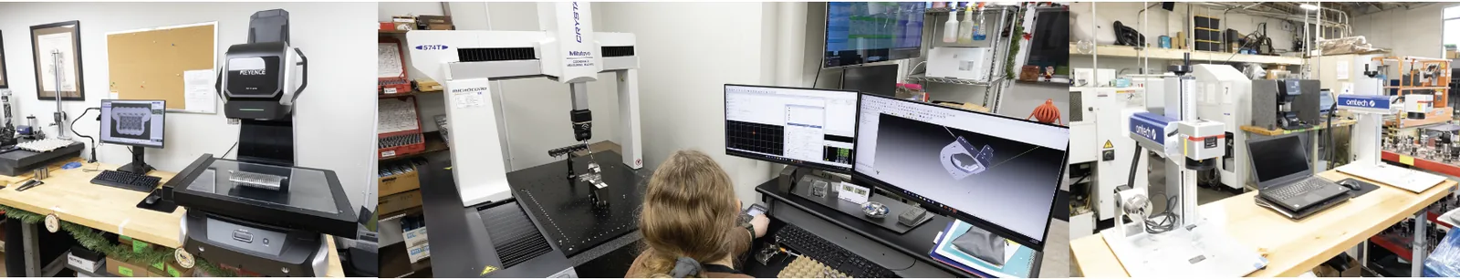 Keyence image dimension system, Mitutoyo Crysta-Apex coordinate measuring machine and laser marking station in the RJ Enterprises inspection area