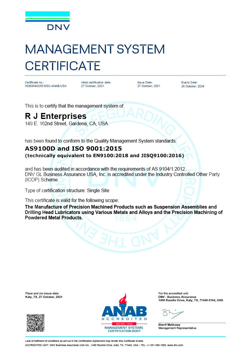 AS9100D and ISO 9001:2015 Certification